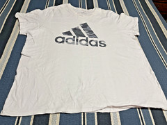 Lot of 2, XXL Men’s Tees-Soft Calvin Klein Gray, & White w/Gray Adidas Graphic