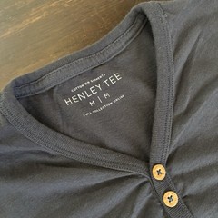 Cotton On Mens Henley T-Shirt Size Medium Soft 100% Cotton Navy Blue V-Neck Top