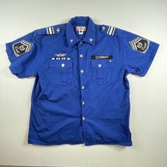 Rebel Military Combat Short Sleeve Shirt Embroidered Costume Patches Men’s L