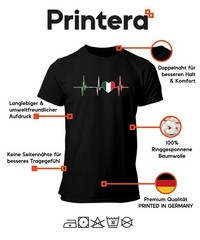 Italy Heartbeat ECG Heart with Italy Flag Love Fan Cupid Men’s T-Shirt