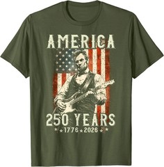 Vintage Abraham Lincoln Abe Lincoln Playing Guitar 250 Years T-Shirt
