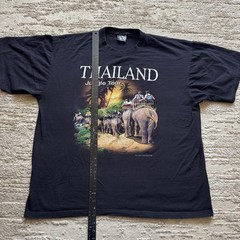 Vintage Thailand Jungle Tour Novelty Tee Men’s XXL Elephant Nature Black River