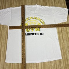 Vintage Powerhouse Gym T-Shirt Fairfield NJ Large -backhit golds worlds