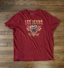 Vintage Lee Red Tiger 2XL Graphic Logo T-Shirt Crew Neck Short Sleeve Tagless