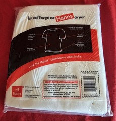 Vintage 1997 Hanes T Shirts Sealed NOS 3 Pack Medium 38-40 White Cotton USA 6 PC