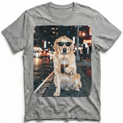 Golden Retriever Shades Cold Brew Neon Street Unisex T-Shirt Funny Dog Lover Tee