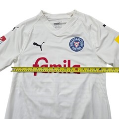 PUMA Men’s White Kieler SV Soccer Jersey Shirt Size L V-Neck Mesh Football