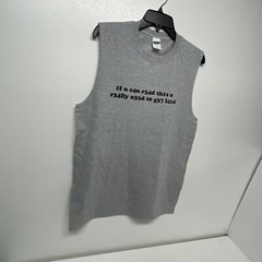 Mens Gildan Muscle T-shirt Gray Graphic tee printed Medium