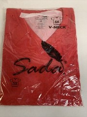 Sada T-Shirt Solid Red Short Sleeve V-Neck 100% Cotton Men’s 5XL