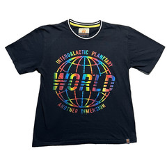 Refinery Republic Globe T Shirt Mens L Reflective Rainbow Graphic