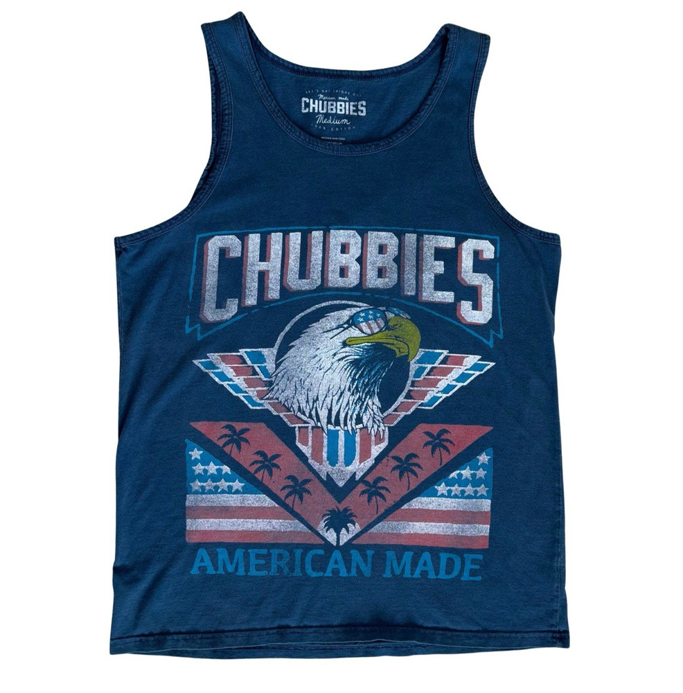 Chubbies Medium American Made Tank Top Bald Eagle Red White Blue USA Pride