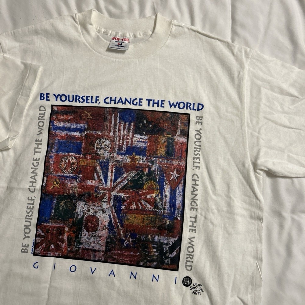 Vintage Giovanni Be Yourself Change The World Art Tee Made In USA Deadstock