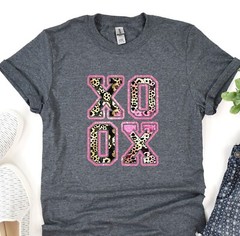 XOXO Shirt, Gift for her, Valentines Day Tee, Lover Shirt, Leopard Pattern Shirt