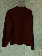 Uniqlo U Mock Neck T-Shirt Mens Large Burgundy Long Sleeve Heavyweight Athletic