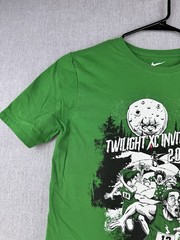 Nike T Shirt Mens Small Green Twilight XC 2019 Horror Graphic Running Tee