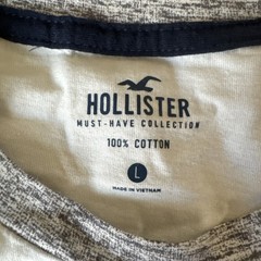 White/Gray Hollister Men’s Short Sleeve Crew Neck T-Shirt Must Have Collection L