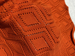 Boohoo Man Orange Boxy Oversized Pattern Open Stitch Stretch Short Sleeve XS