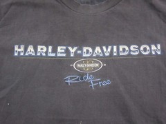 Vintage 1990s Harley Davidson Motorcycles Ride Free Embroidered Ohio T Shirt (L)