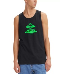 Levi’s Mens Black Wide Strap Relaxed Fit UFO Graphic Logo Tank Top Size XXL NWT