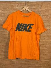 Nike Shirt Adult Mens Large Orange Swoosh Spell Out Active Athletic Basketball