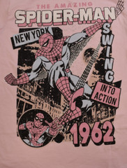 Marvel The Amazing Spider-Man Mens Pink Retro Comic Graphic Shirt New Large
