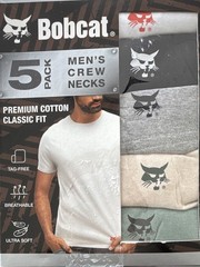 Bobcat Men’s 5-Pack Crew Neck T-Shirts S Classic Fit Tagless Breathable