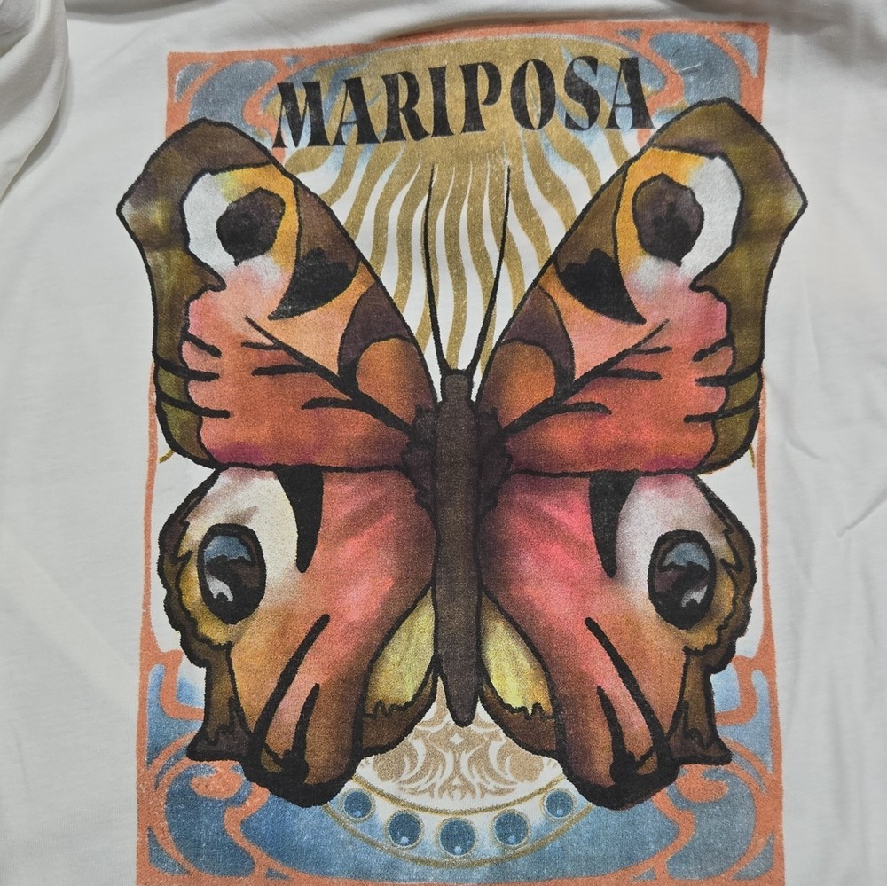 Mighty Fine Unisex XL White Knit Cotton/Poly Crew Neck Butterfly Graphic Tee