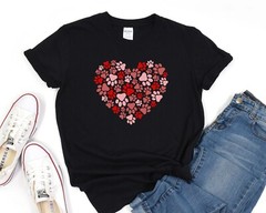 Paw Heart T-Shirt Dog Lover Tee Gift Animal Lover Shirt Fur Mama T-Shirt