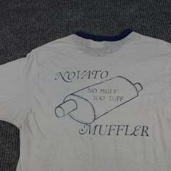 Vintage Paper Thin Novato Muffler Shirt Mens Large White Ringer No Muff Too Tuff