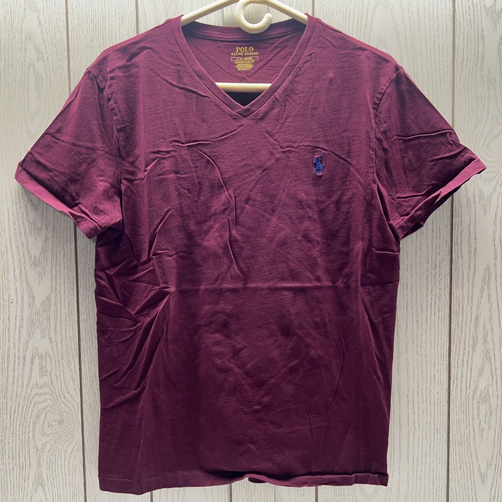 Polo Ralph Lauren Men’s V-Neck Modern Classic-Fit T-Shirt Large Burgundy