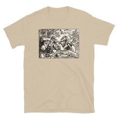 Temptation of Christ T Shirt Vintage Biblical Engraving Religious Art Tee