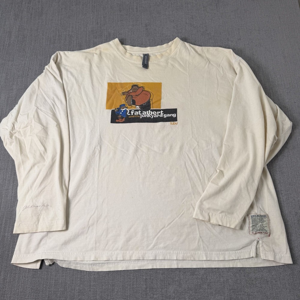 Platinum FUBU Fat Albert & The Junkyard Gang Mens 3XL Y2K Vintage Shirt *STAINS*