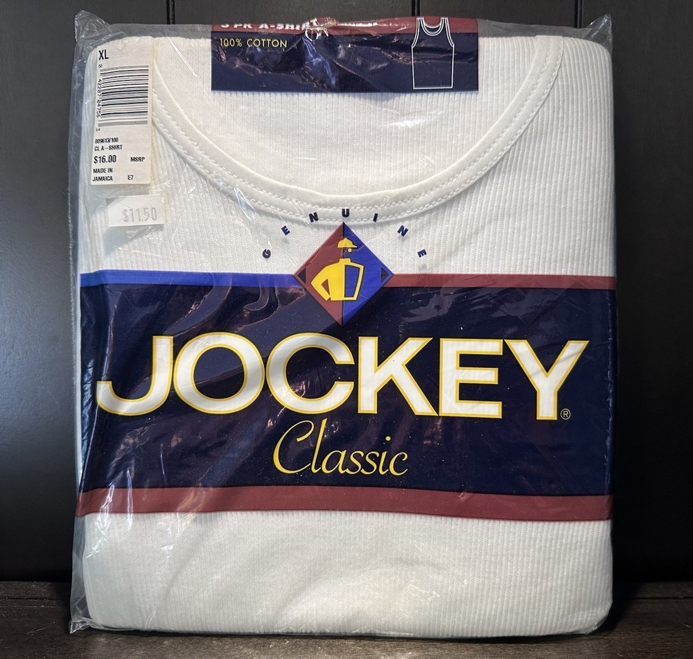 Jockey Classic 3 Pack Men’s A-Shirt XL 46-48 Size. Brand New Still Sealed. 1999