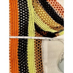 Mesh Crochet Knit Shirt Men’s Small Striped Festival Coastal Y2K Sheer Unisex