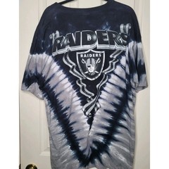 Vintage 90s Oakland Raiders Majestic Tie Dye Shirt Mens Sz XL Front/Back Logo