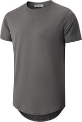 Mens 100% Cotton Pre-Shrunk Longline Crewneck T-Shirt Hip Hop Urban Style S-4XL