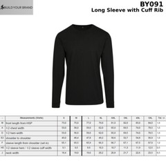 Build Your Brand Long sleeve with cuff rib – Long cut, Set-in sleeves