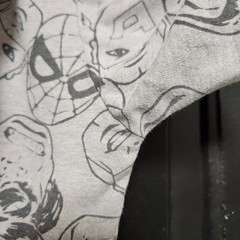 Marvel Superhero Characters All Over Print Faces T-Shirt Gray Size Small Tee AOP