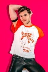 Tom of Finland “HOOK UP” Ringer Tee (QUEER, LEATHER PANTS, KAKE)