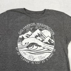 Custom PNW Men’s Graphic T-Shirt Gray Short Sleeve Gig Harbor Washington Casual