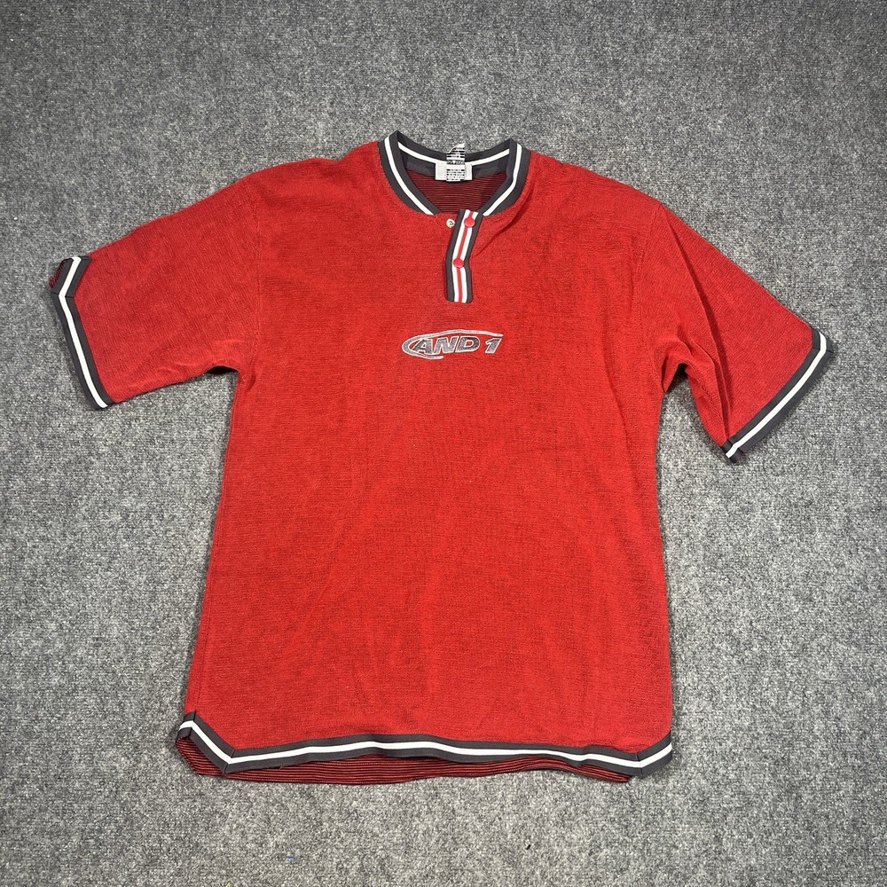 Vintage And 1 Shirt Mens XXL Henley Terry Cloth 90s Y2K Basketball Street Ball