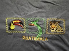 Guatemala El Quetzal Graphic Embroidered Wild Life Blue T Shirt Size XL