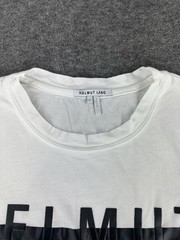 Helmut Lang Mens T Shirt Large White Censor Logo Made in USA Crewneck Stretch