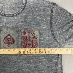 VTG Y2K Lucky Brand Venice Burnout Graphic T-Shirt Men’s M Gray Skull Poker Card