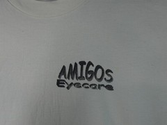 Hanes Beefy-T Size Large Amigos Eye Care Eyeball Print on back