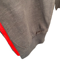 Rip Curl Long Sleeve Relaxed Fit Gray Shirt with Red Sleeve Stripes (2XL)