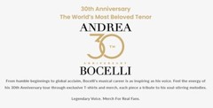Andrea Bocelli 30th Anniversary Black & White BOCELLI T-Shirt ⭐️NEW⭐️