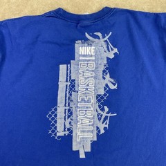 Vintage Nike T-Shirt Men Sz L Basketball Court Y2K Distressed Blue Crewneck