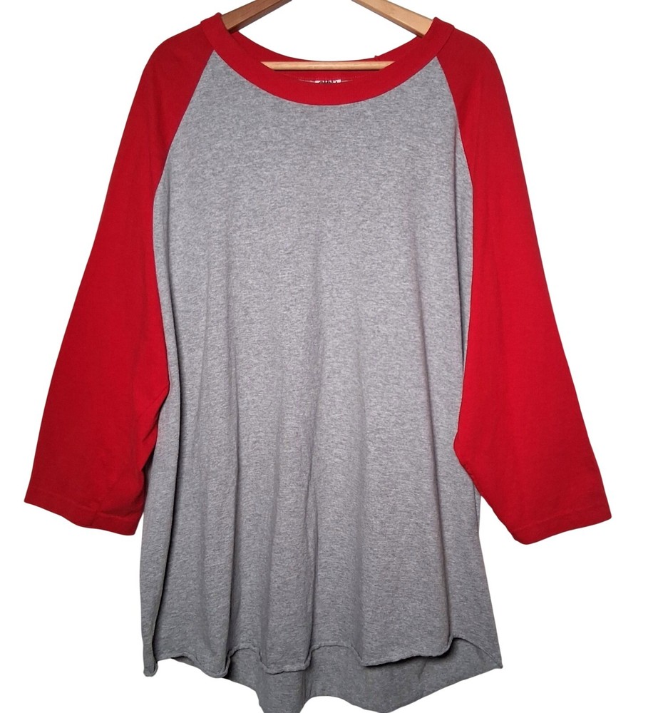 Shaka Active Baseball Shirt Men 3XL Gray Red Raglan Sleeve Sporty
