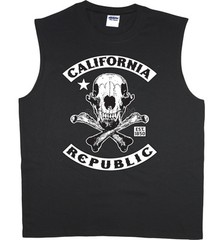Men’s sleeveless shirt California Republic flag biker gang muscle tee tank top